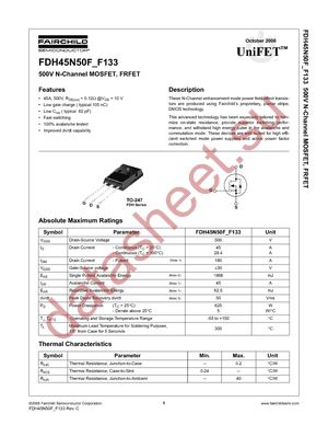 FDH45N50F datasheet  